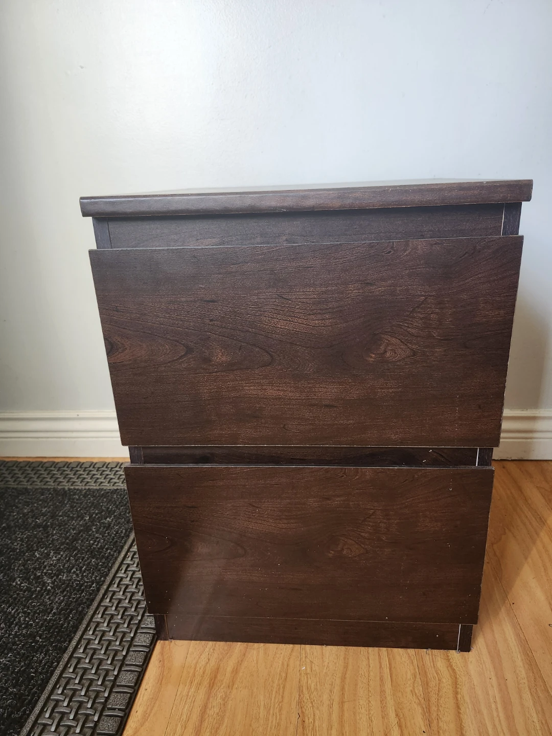 Dark Wood 2-Drawer Nightstand