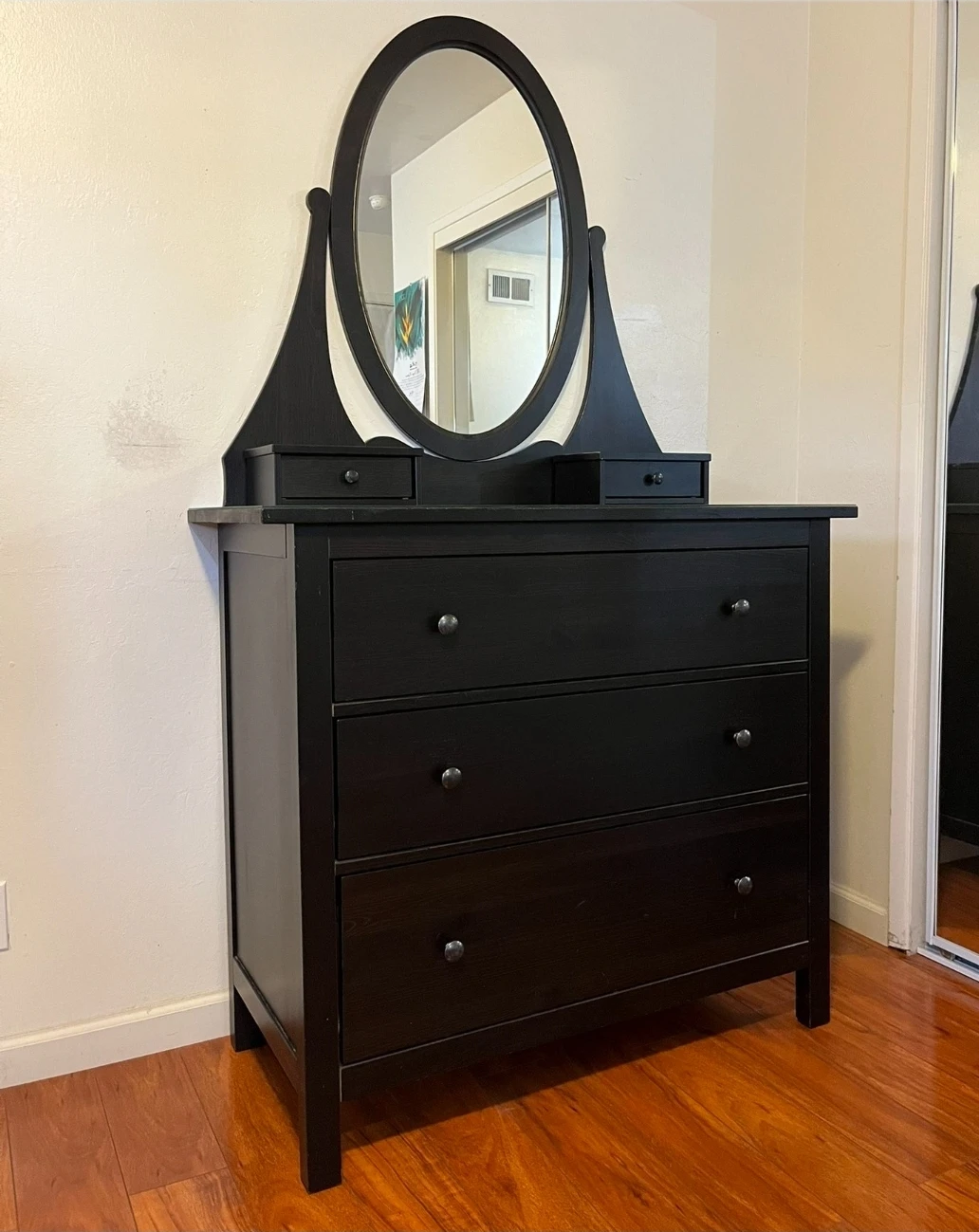 IKEA HEMNES 3-Drawer Dresser with Mirror - Black-Brown