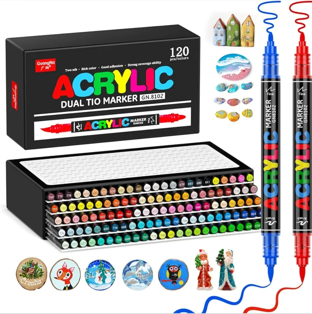 Brand new GuangNa Acrylic Dual Tip Markers - 120 Colours - photo 4