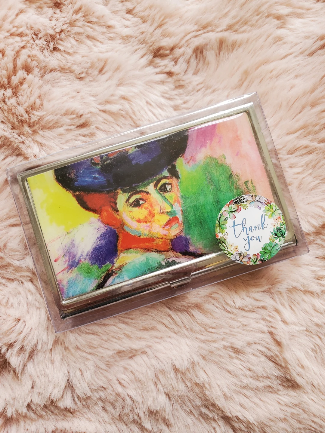 New Business Card Holder Case Compact Mirror with Matisse Print - photo 3