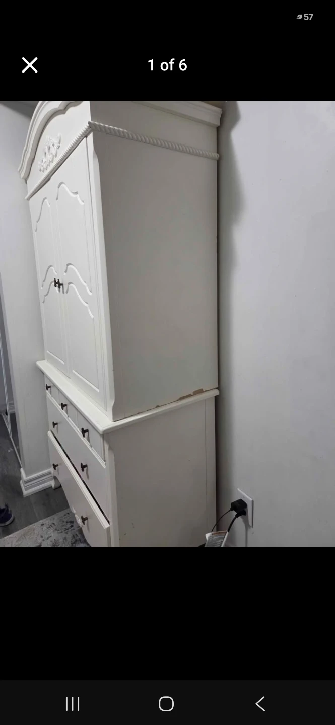 White Armoire Dresser with Doors and Drawers - photo 4