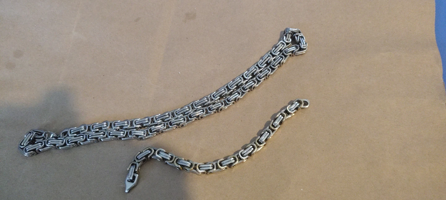 Stainless Steel Byzanine Chain Necklace and Bracelet Set - photo 3