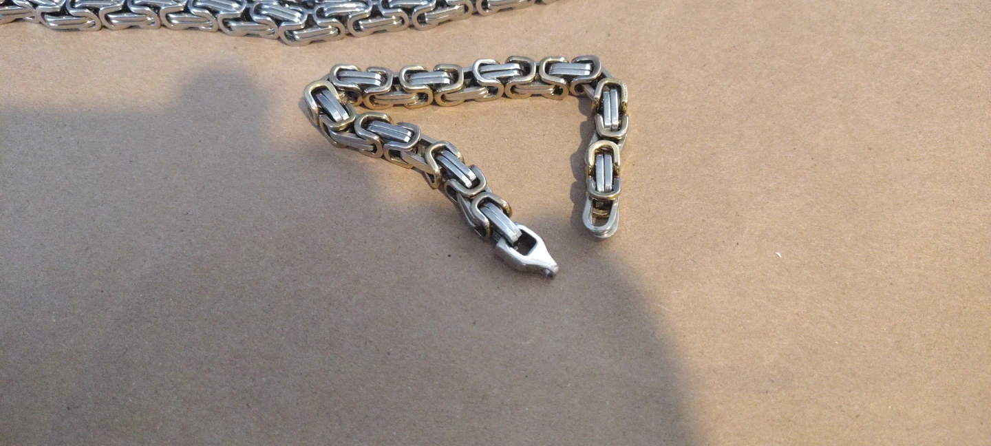 Stainless Steel Byzanine Chain Necklace and Bracelet Set - photo 4