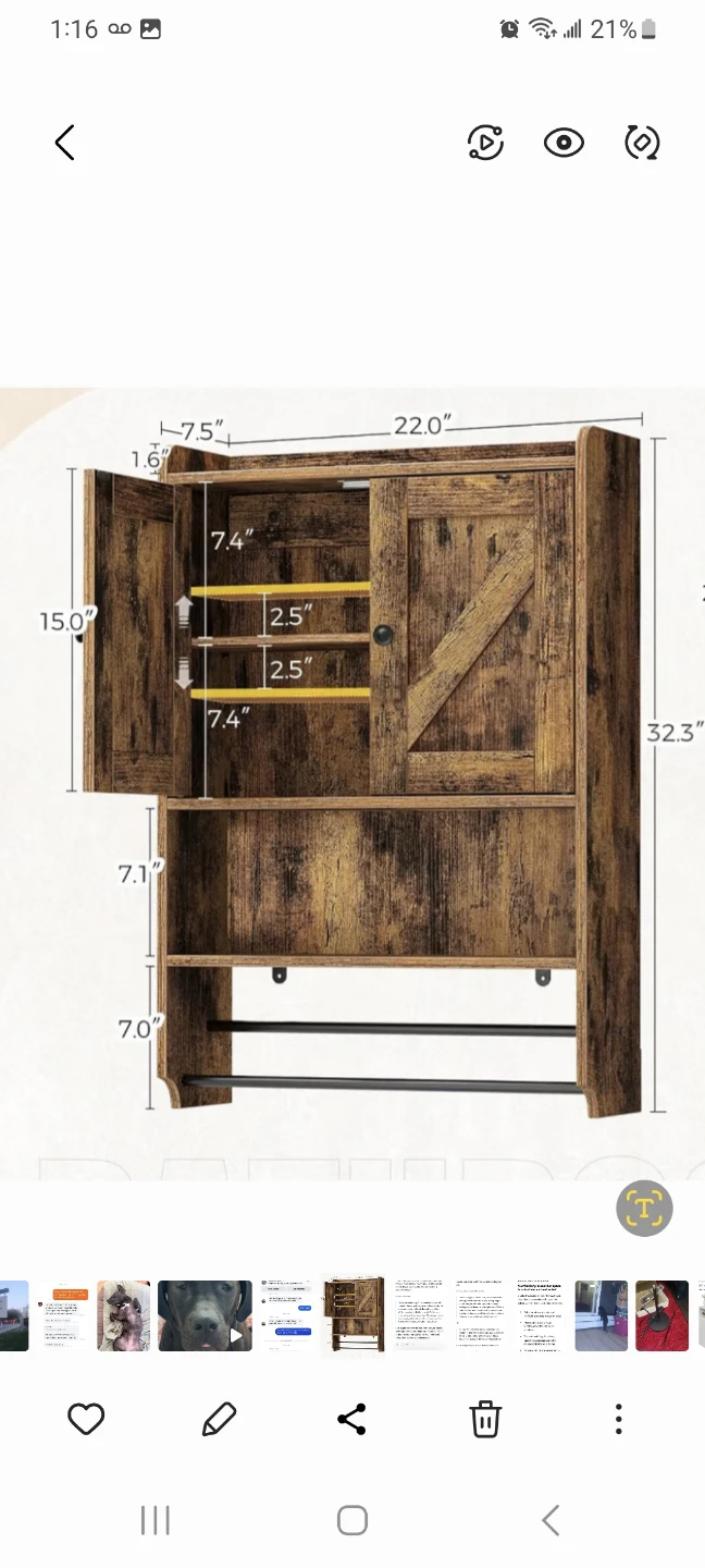Rustic Wood Wall Cabinet with Towel Bars - photo 4