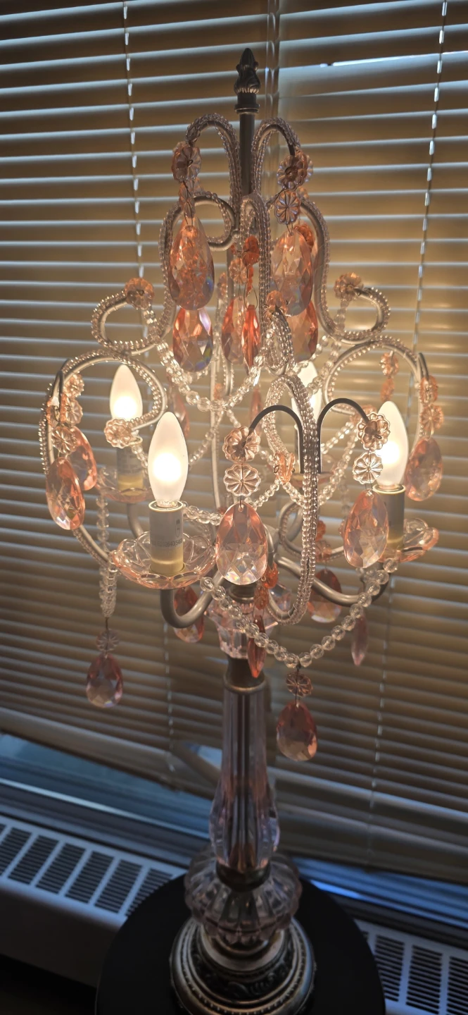 33" Vintage Pink Chandelier Style Table Lamp - photo 2