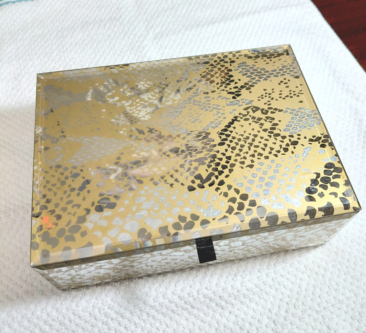 Mirrored Snake Print Jewelry Box with Assorted Costume Jewelry