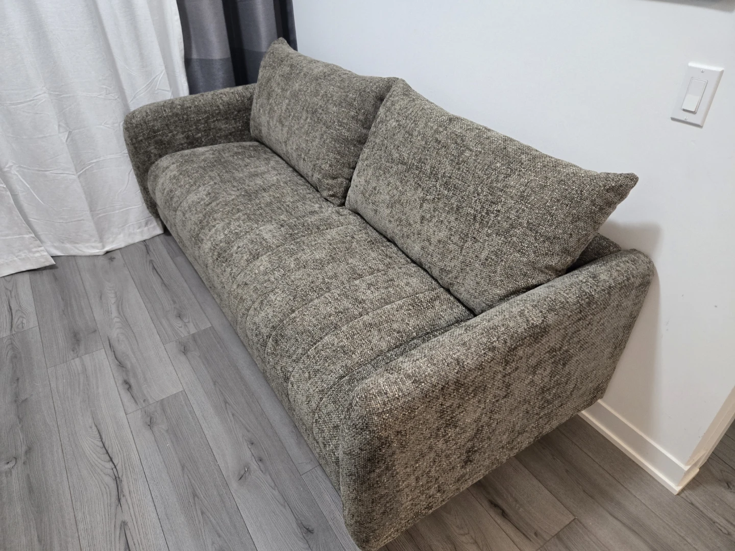 Almost New Home Stagging Use Sofa- Grey Tweed Fabric - photo 2