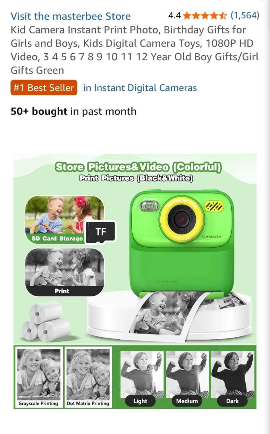 Kids Instant Print Camera - Green - photo 4
