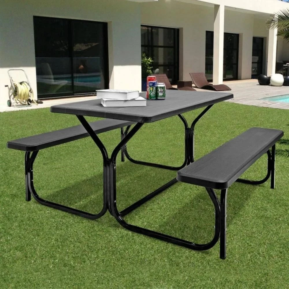 4-Person Foldable Picnic Table with Benches - photo 3