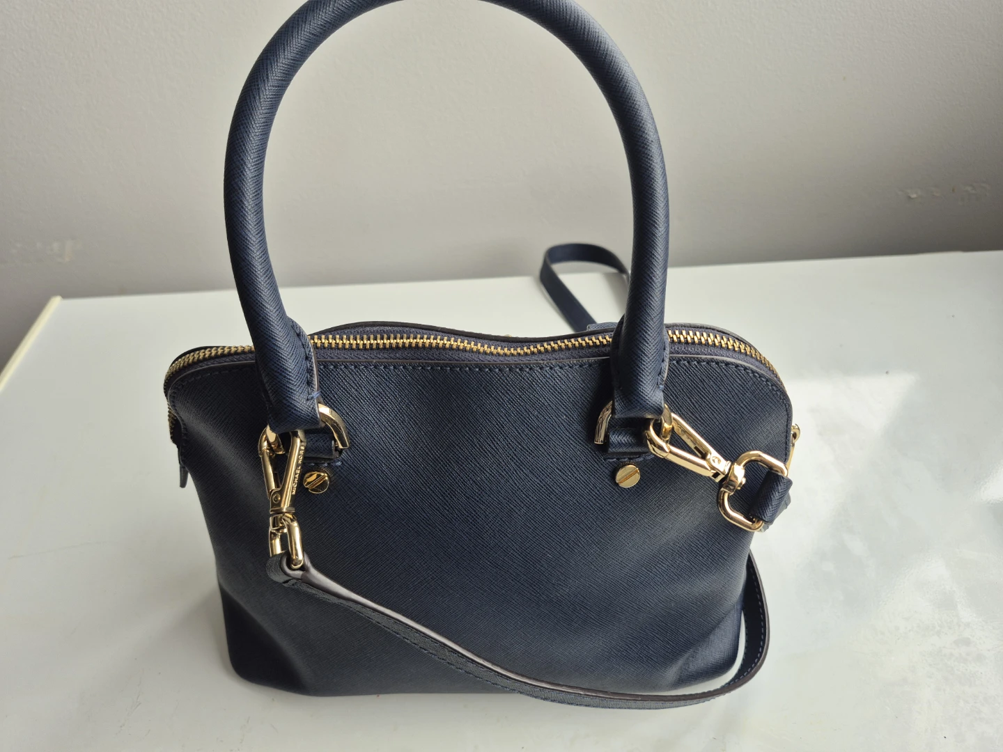 Michael Kors Navy Blue Leather Satchel Handbag - photo 2