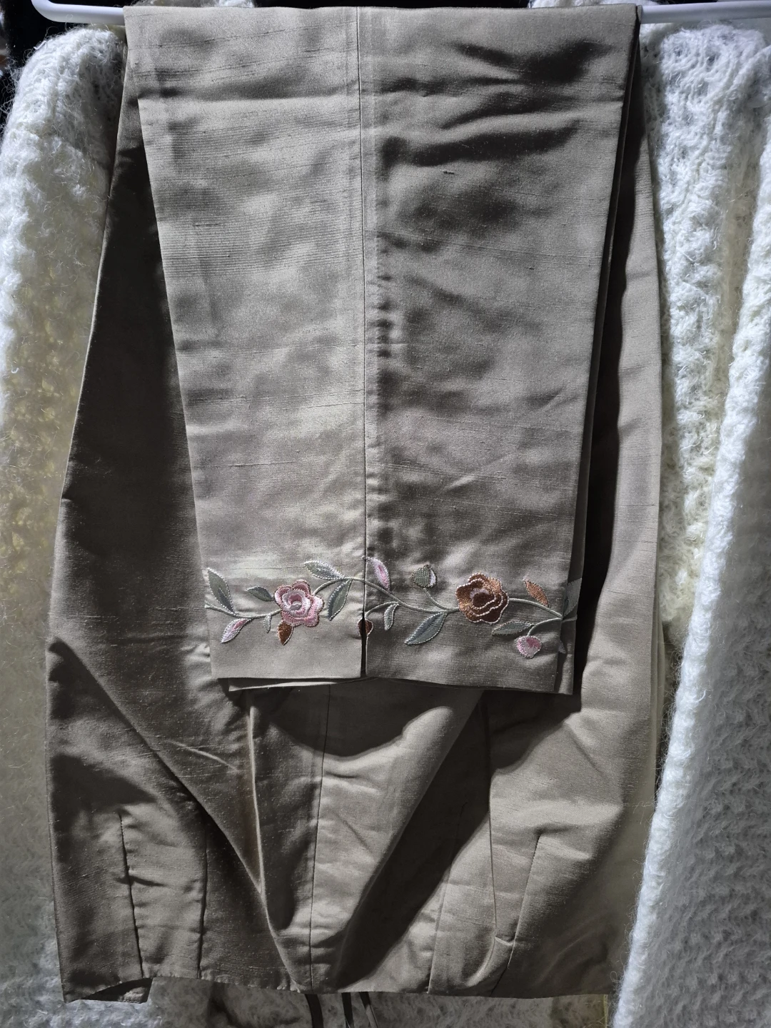 Talbots Petites Pure Silk Embroidered Pants