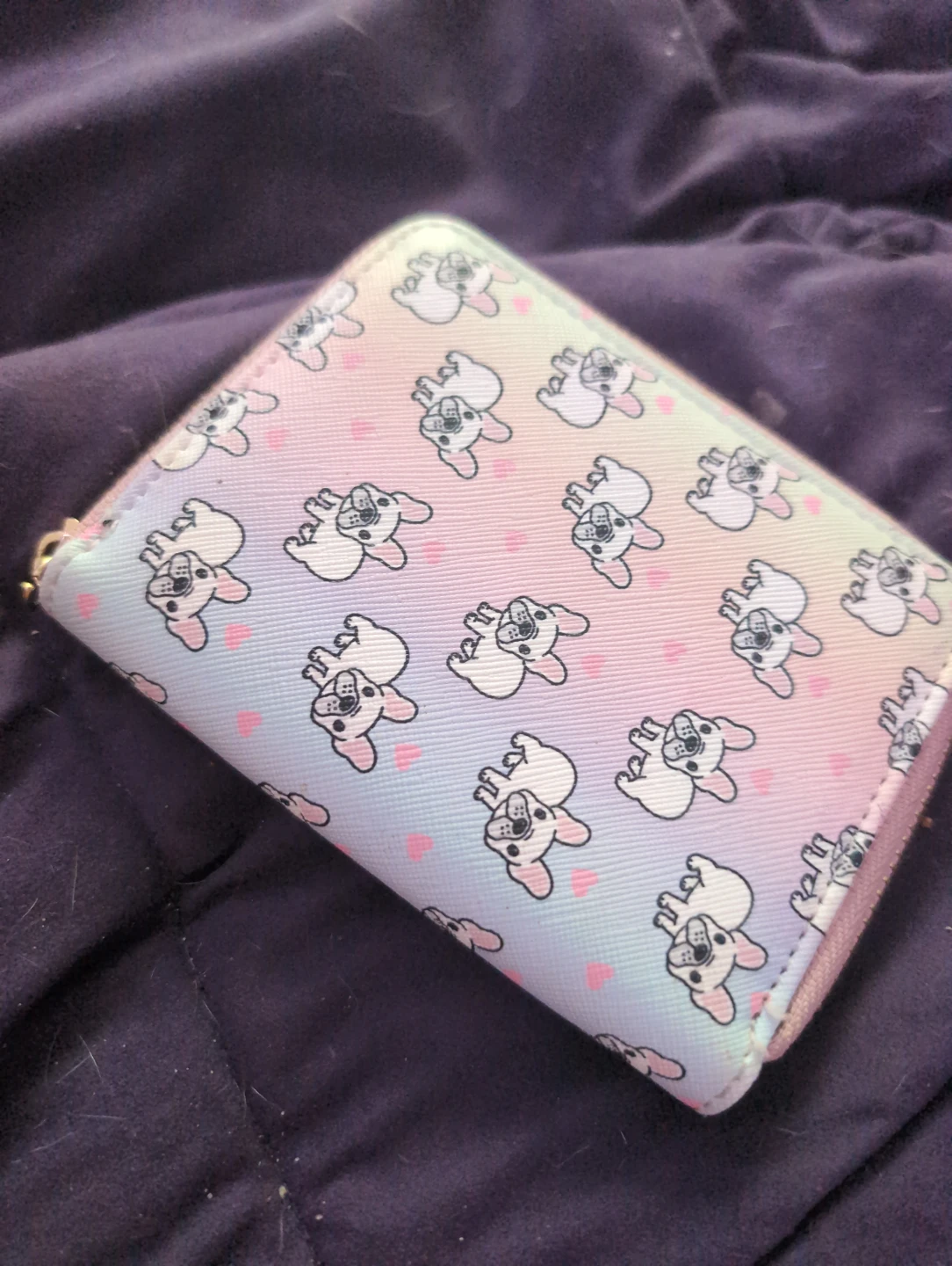 Pink French Bulldog Zip Wallet
