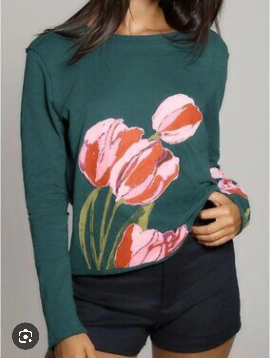 Anthropologie Maeve Long Sleeve Tulip Print T-Shirt XS