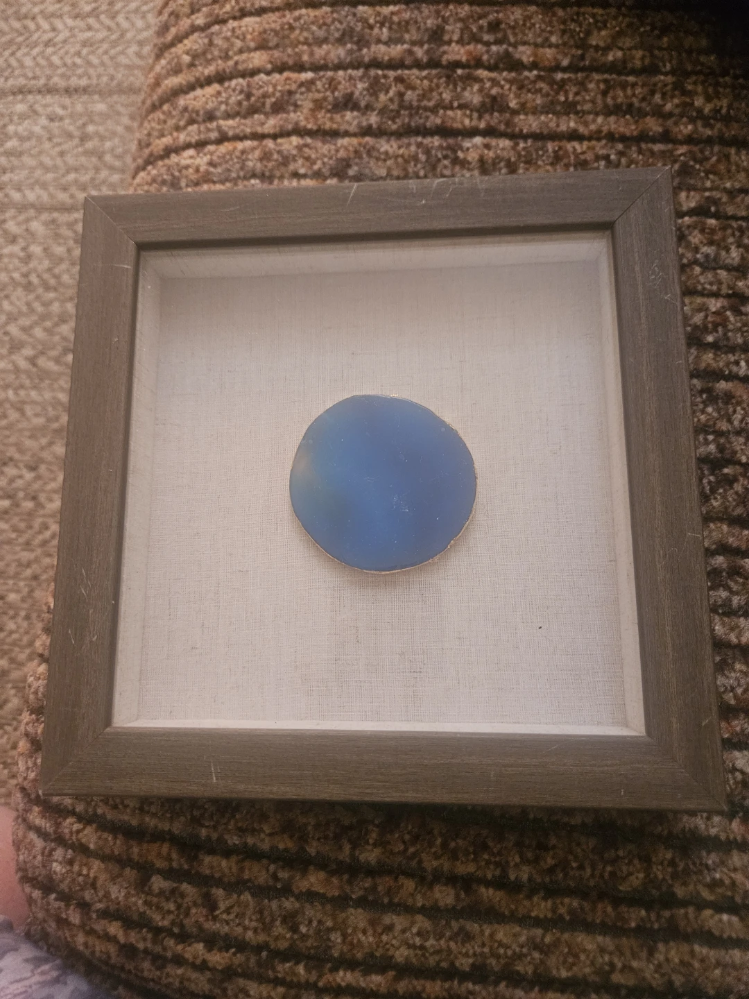 Framed Blue 100%  Chalcedony Stone  Dysk