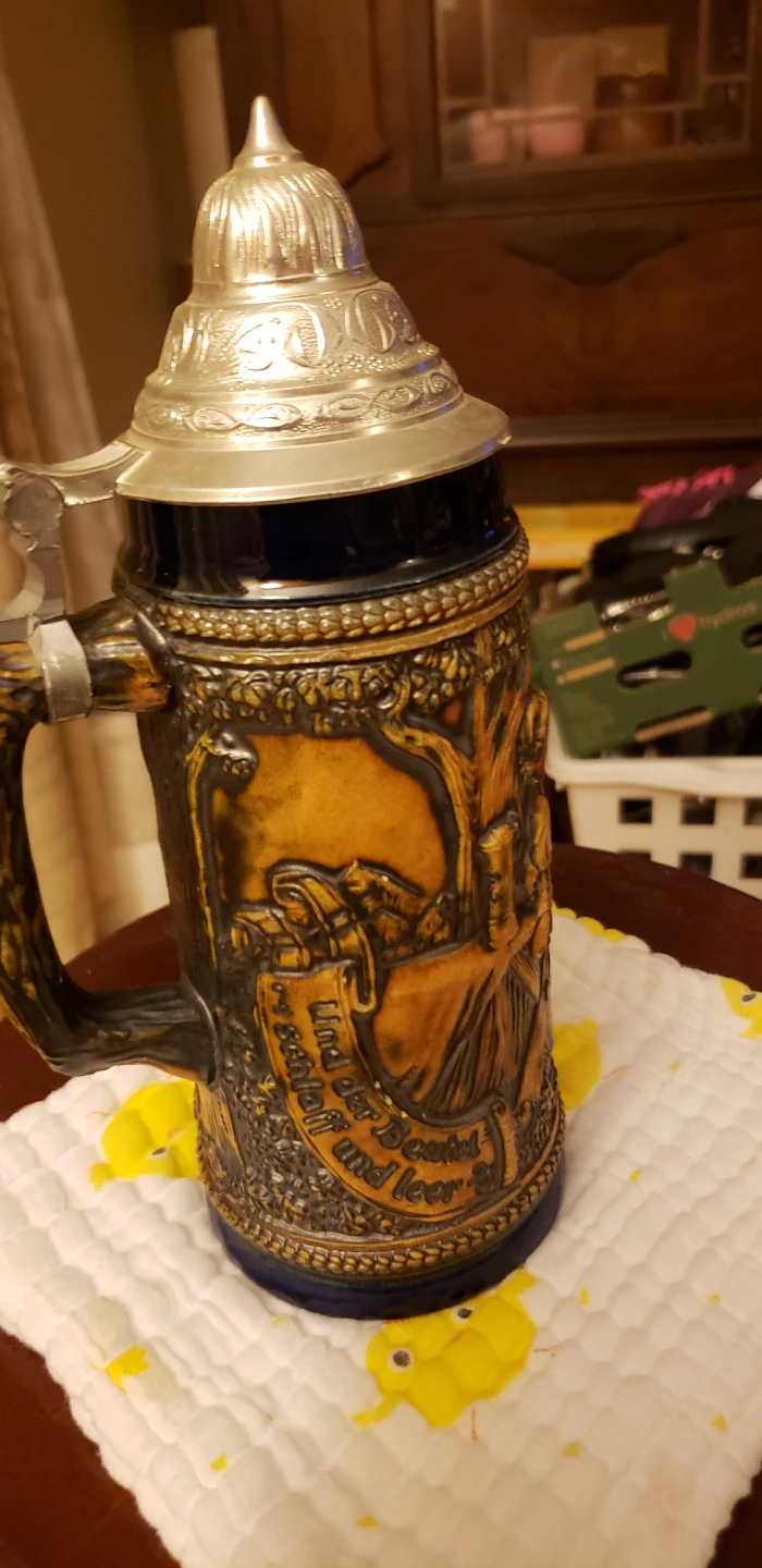 Vintage Ceramic Beer Stein with Pewter Lid - photo 5