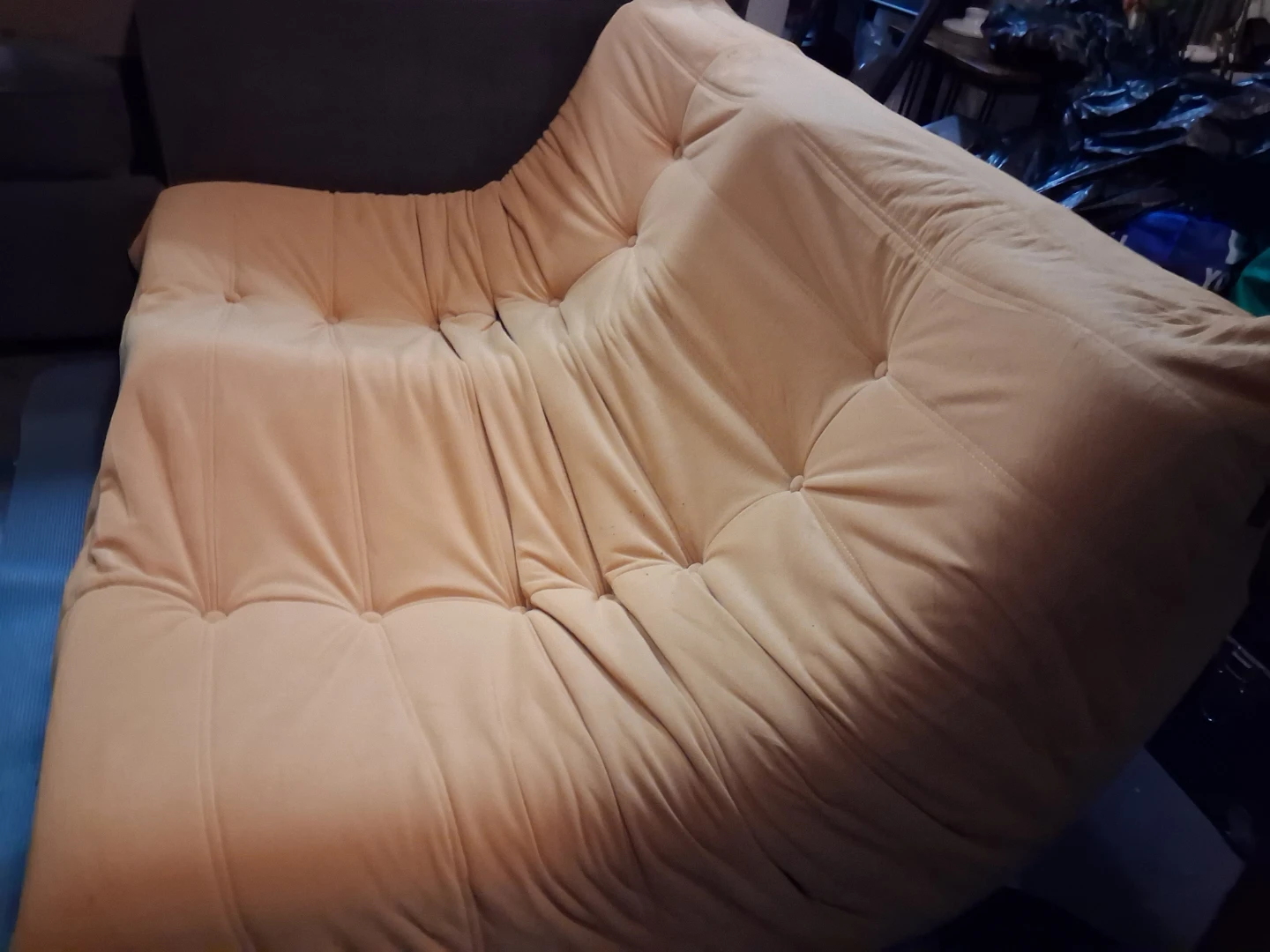 Orange Tufted Futon Sofa Bed