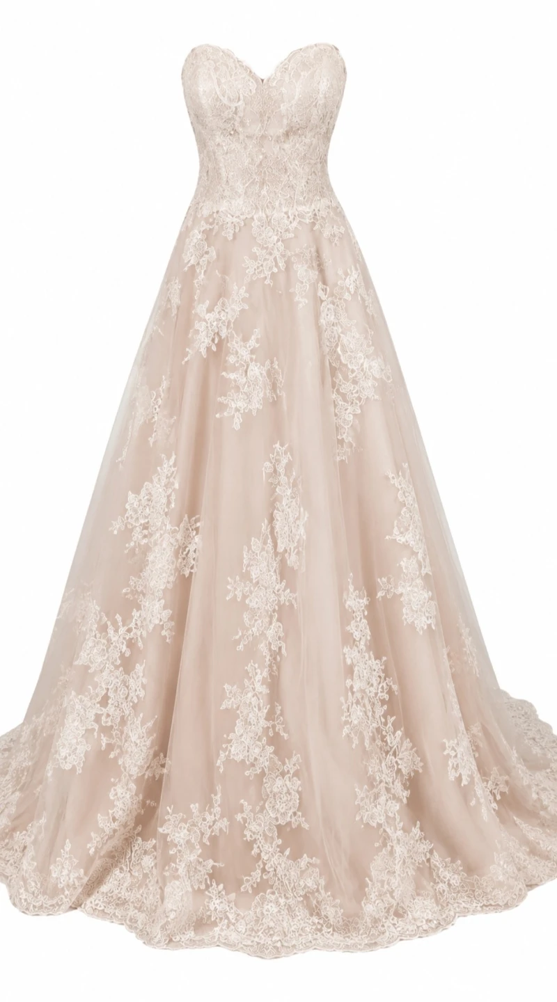 Brand New - Strapless Lace Wedding Dress