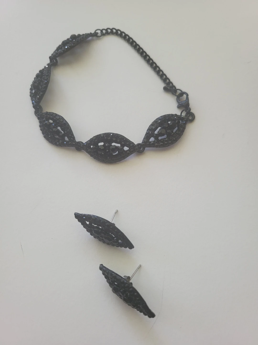 Black Rhinestone Necklace, Bracelet & Earring Set - photo 3