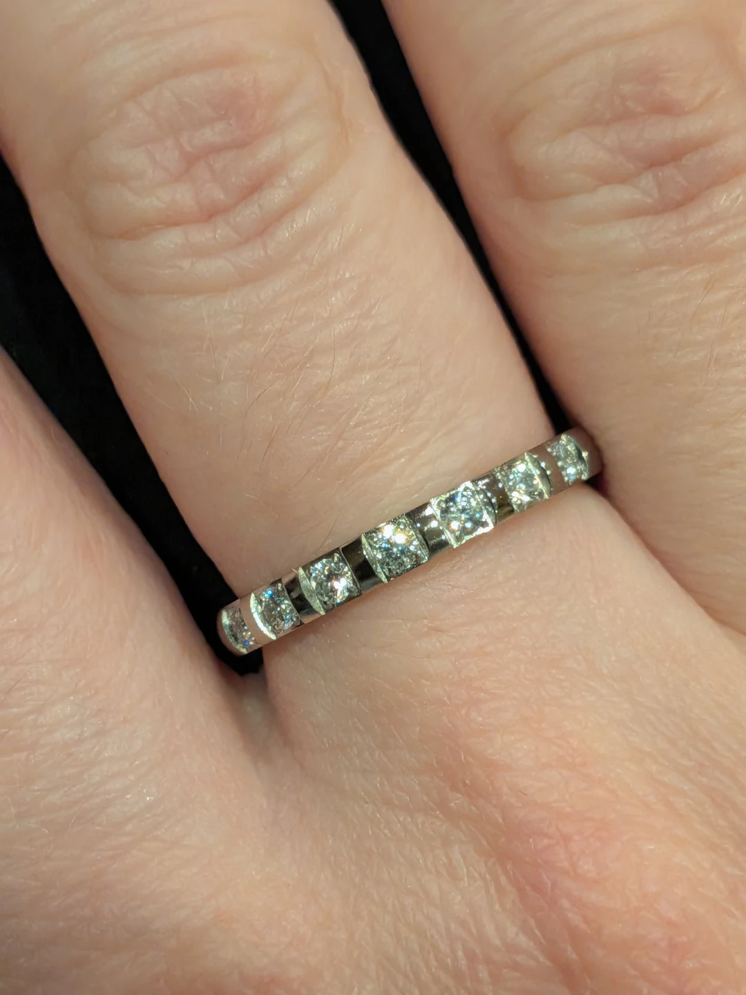 Size 7 Sparkly Spaced Half Eternity Band Ring