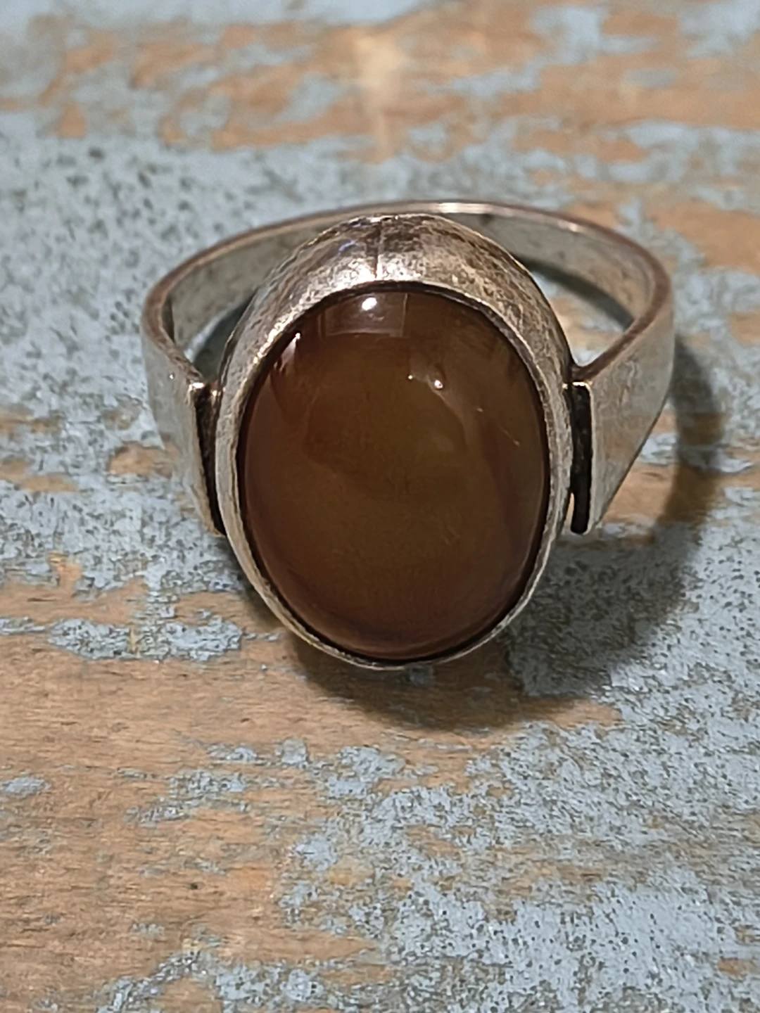Vintage Oval Brown Cabochon Stone Ring - photo 3