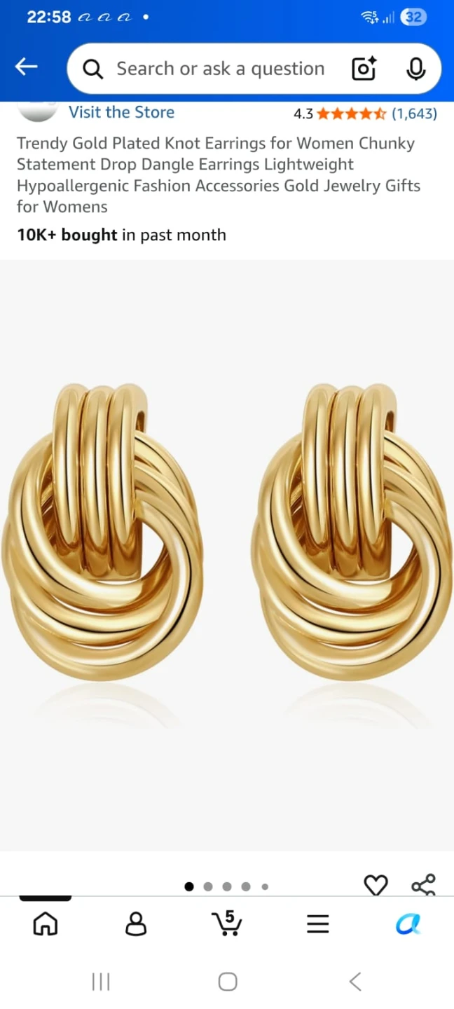 Gold Plated Knot Drop Dangle Earrings