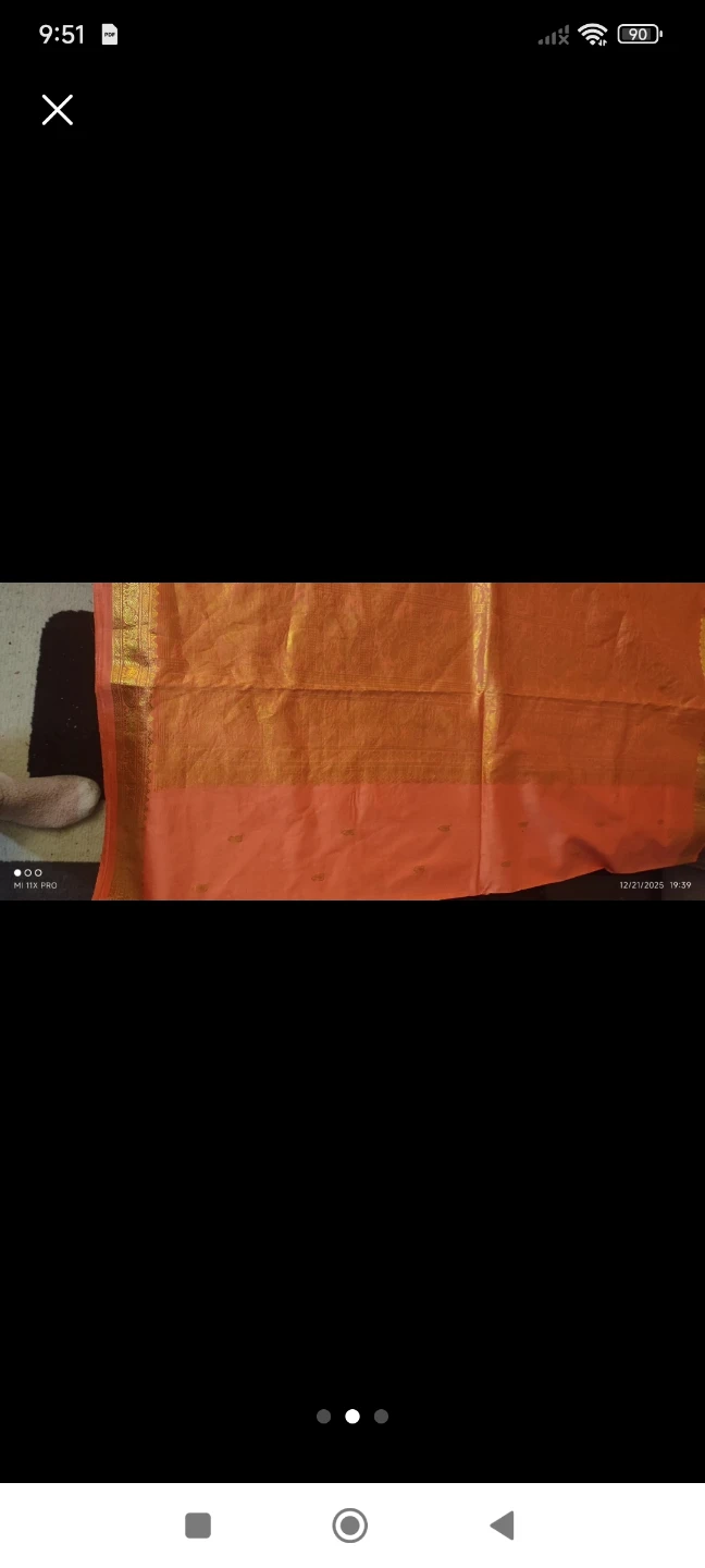 Orange Saree with Gold Border - photo 2