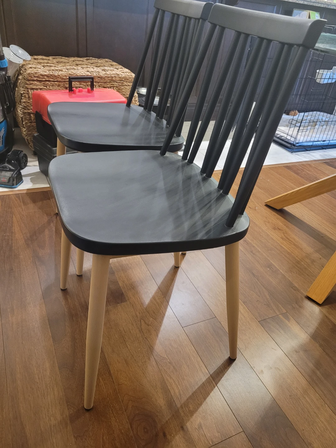 Set of 2 Black & Wood Dining Chairs - photo 2