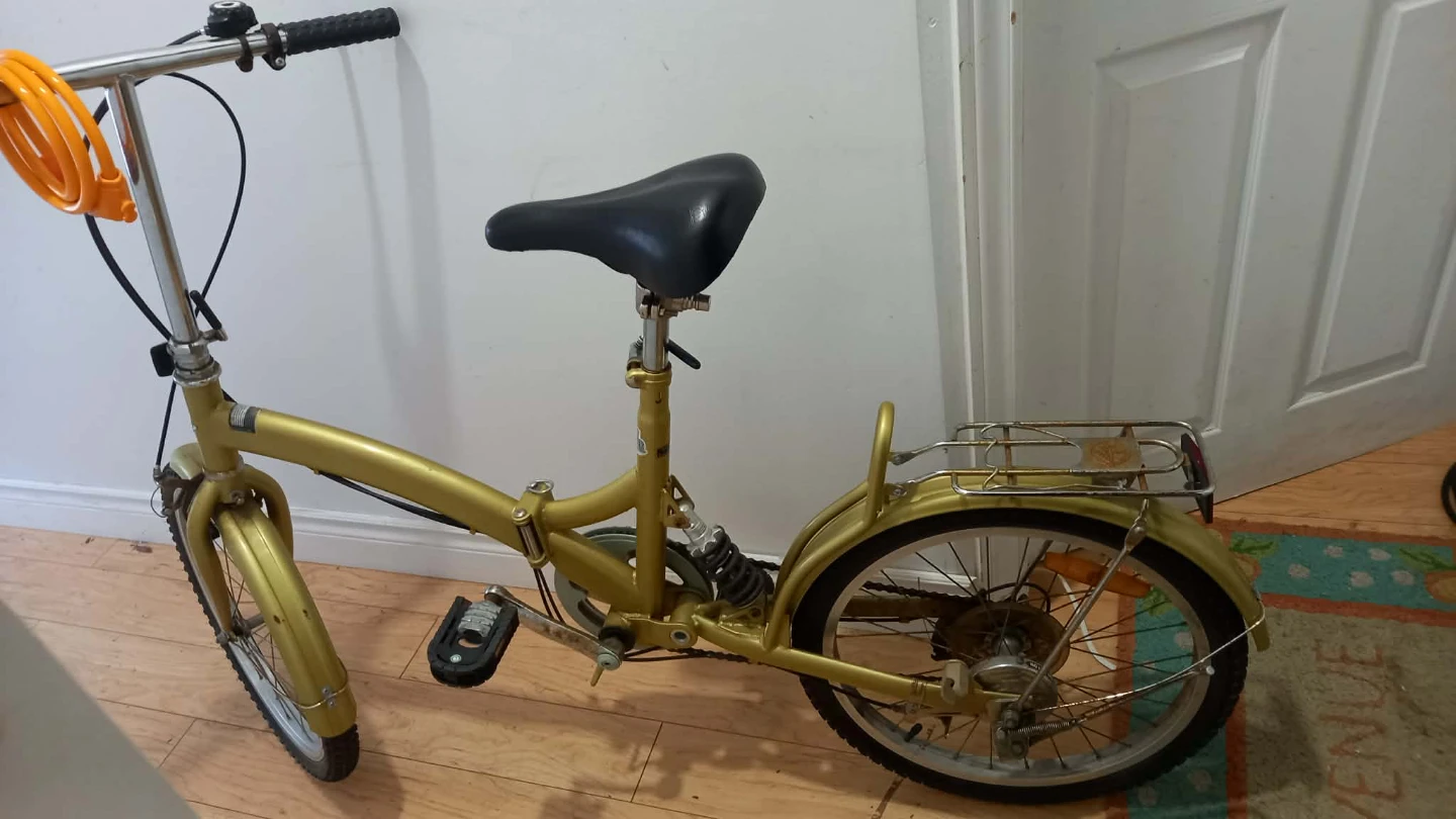 Gold folding bicycle with rear rack - photo 5