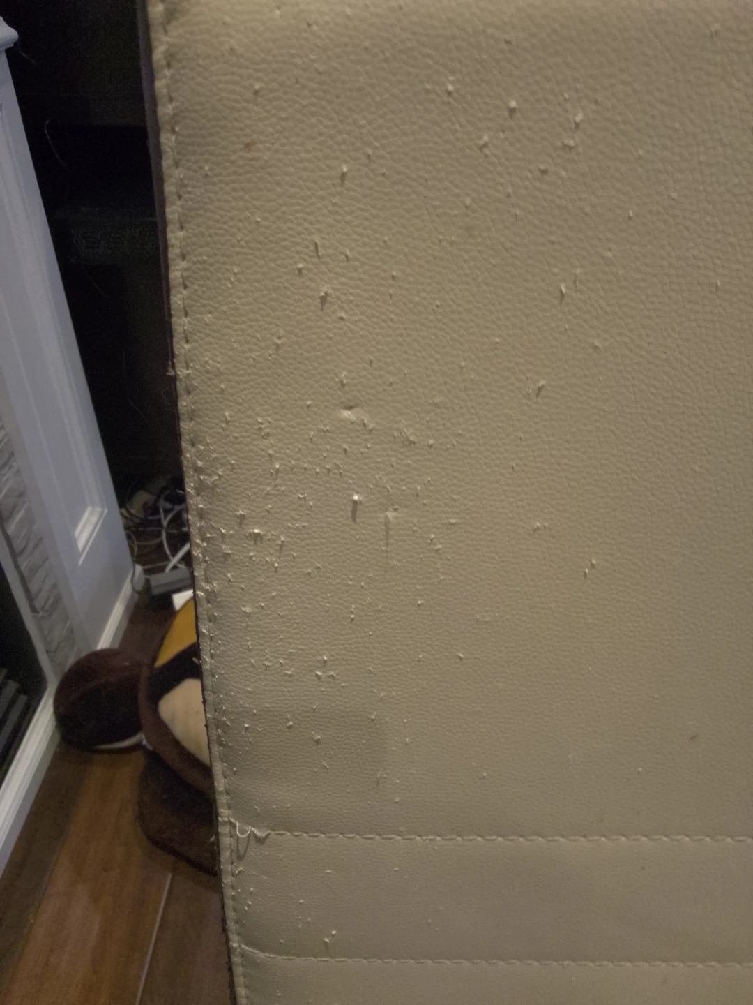 Cream and brown faux leather dining chair × 6 - photo 5