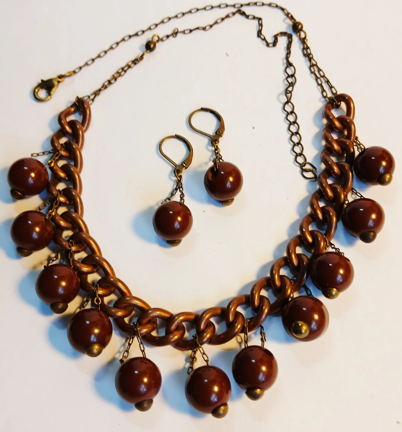Brown Beaded Necklace and Earring Set - photo 2