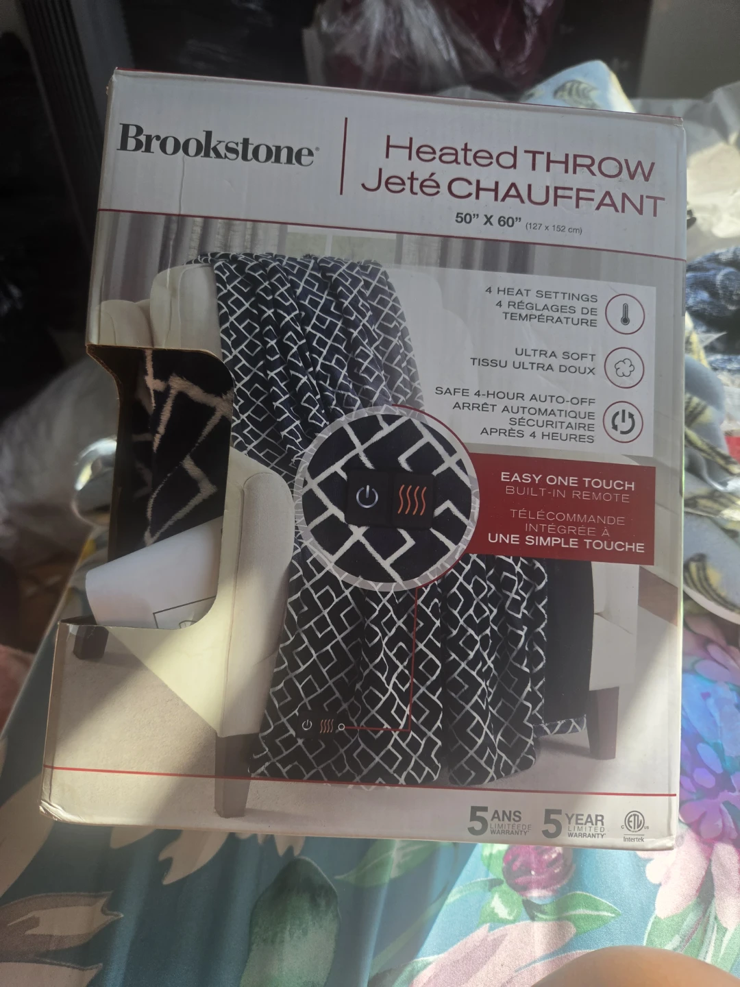 Brookstone Heated Throw Blanket 50" x 60"