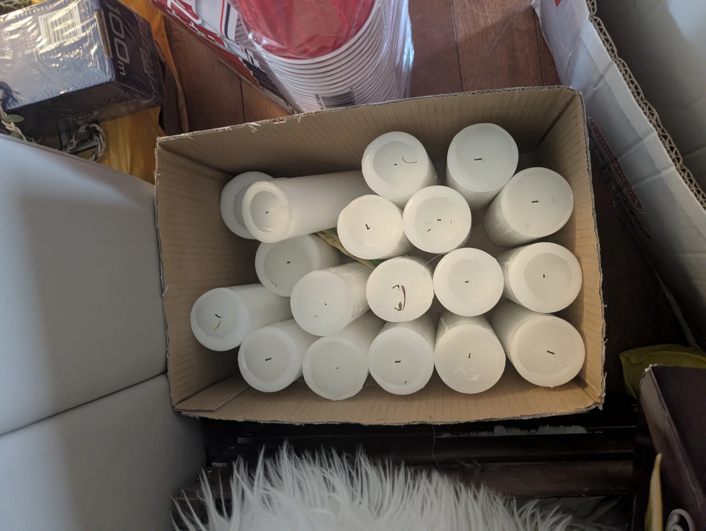 White Pillar Candles and Glass Holders