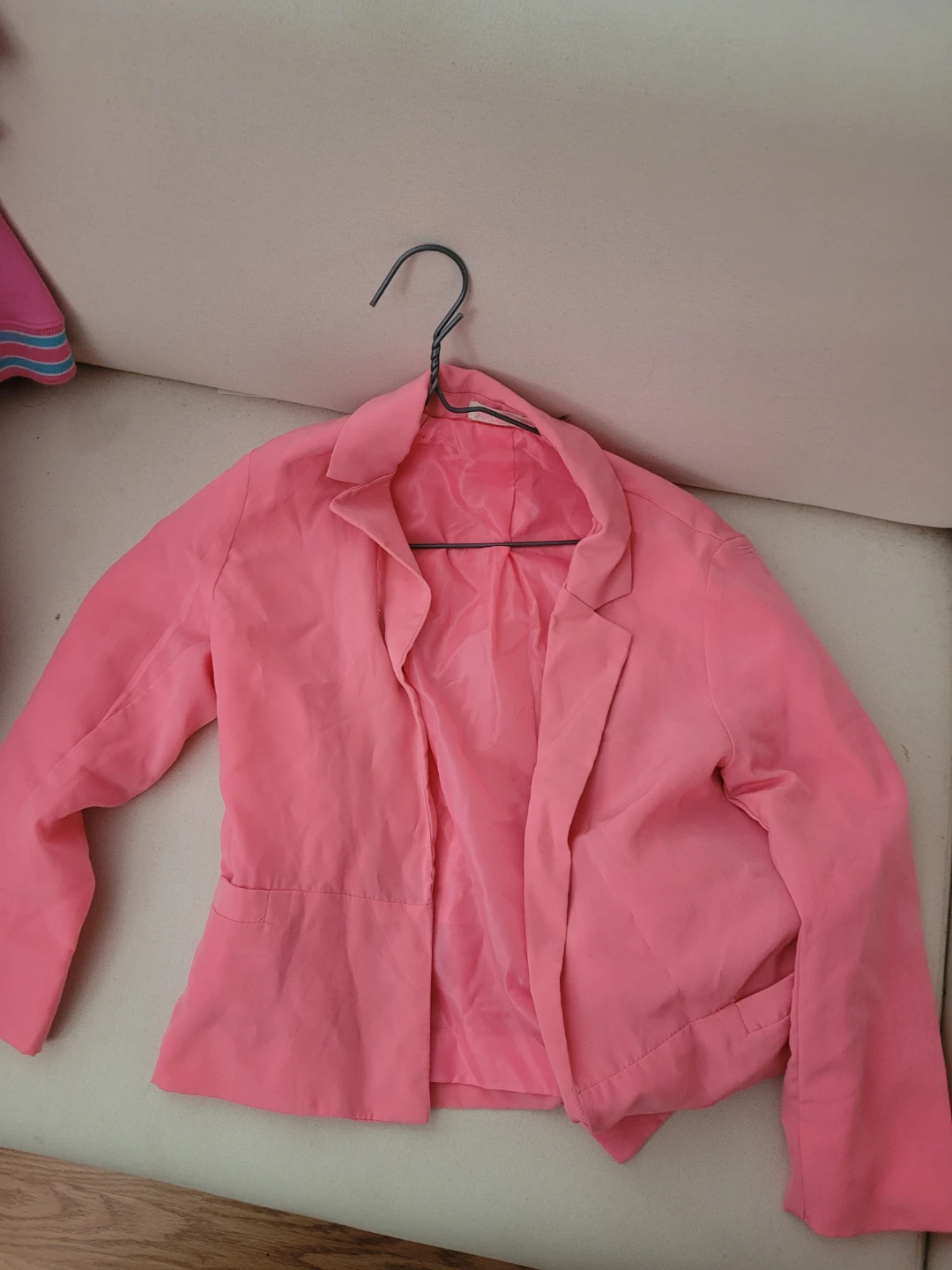 Pink open-front blazer