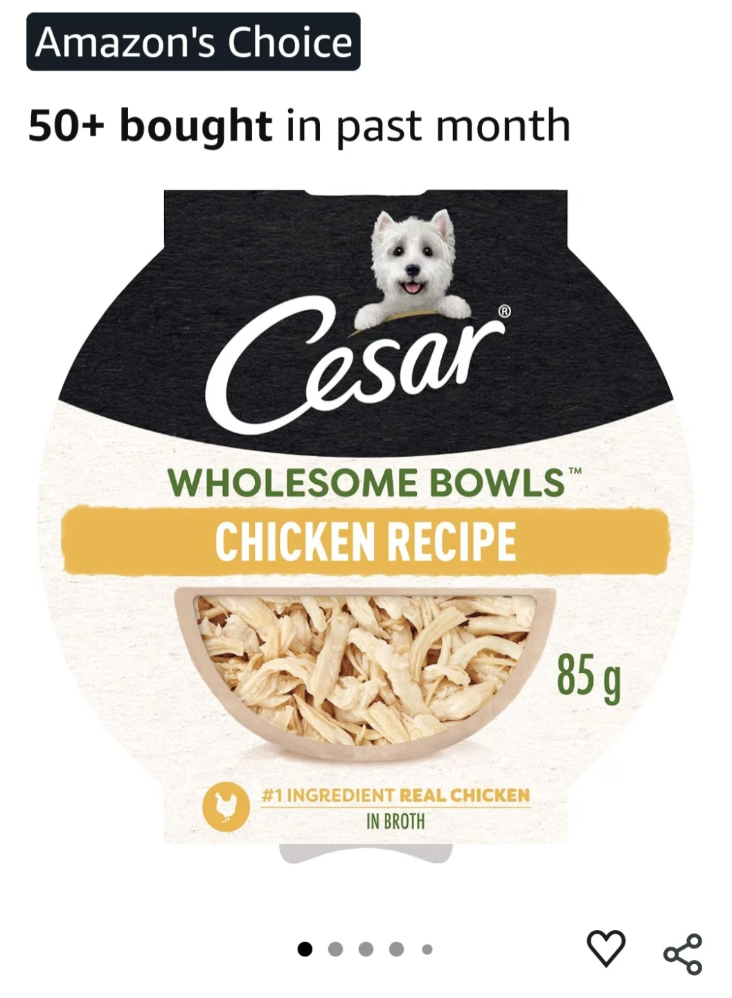 Cesar Wholesome Bowls Adult Wet Chicken Flavour, 85g (10 Pack)