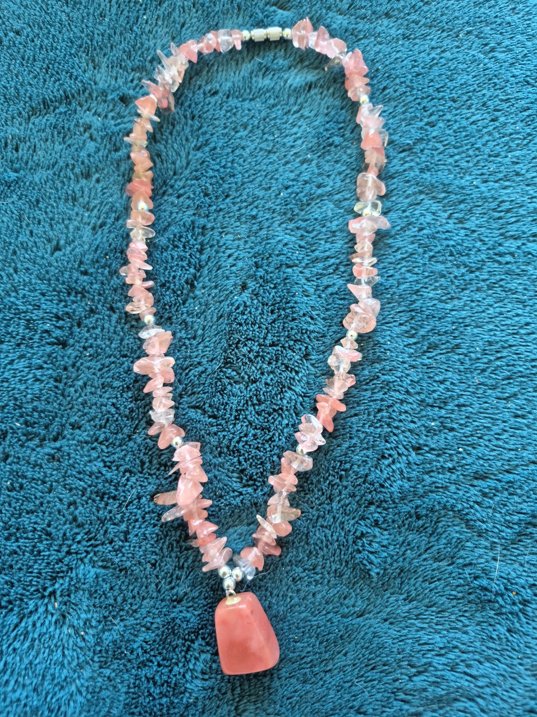 Pink and Clear Beaded Necklace