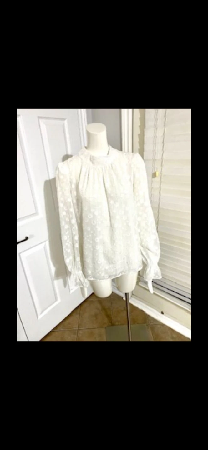 New Tommy Hilfiger White Textured Blouse - Size XL