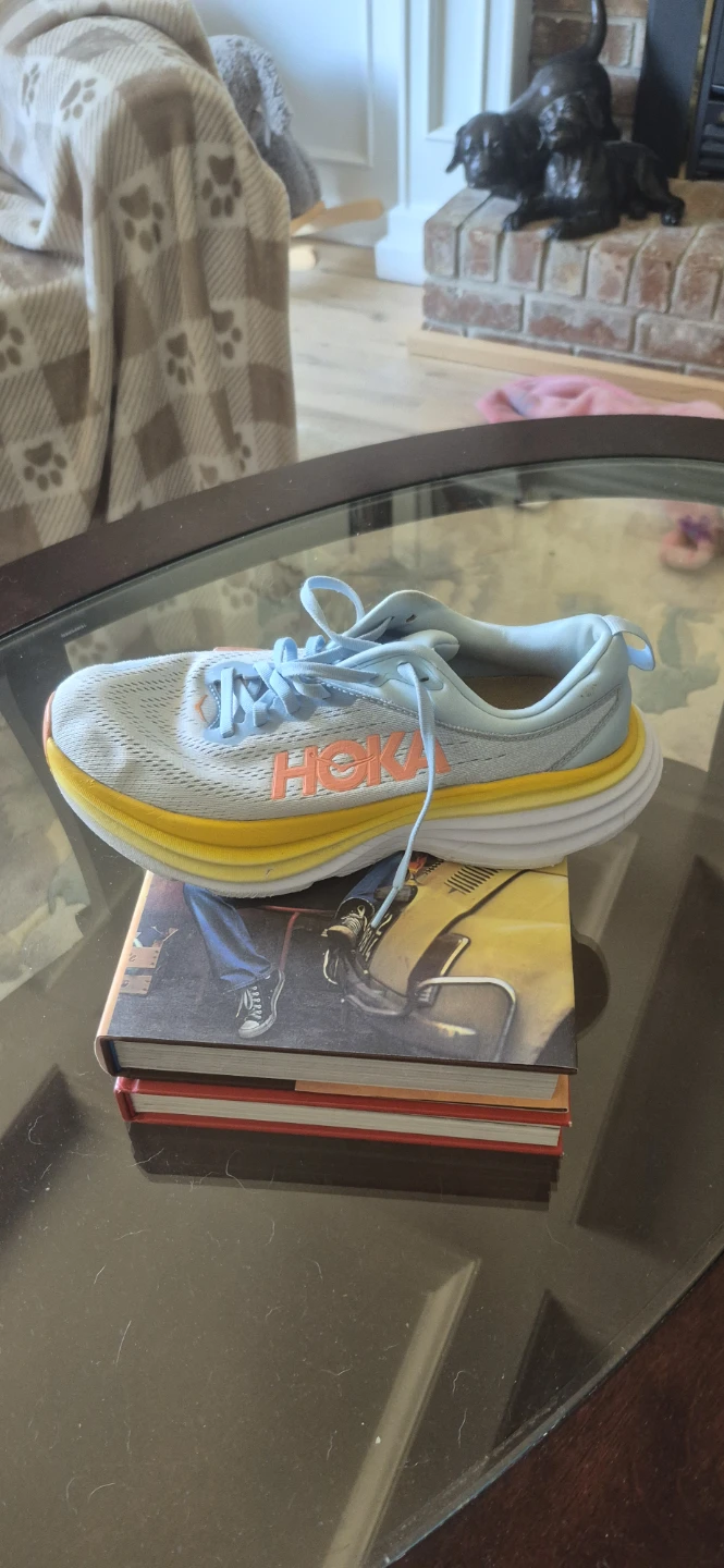 Light blue Hoka running shoes