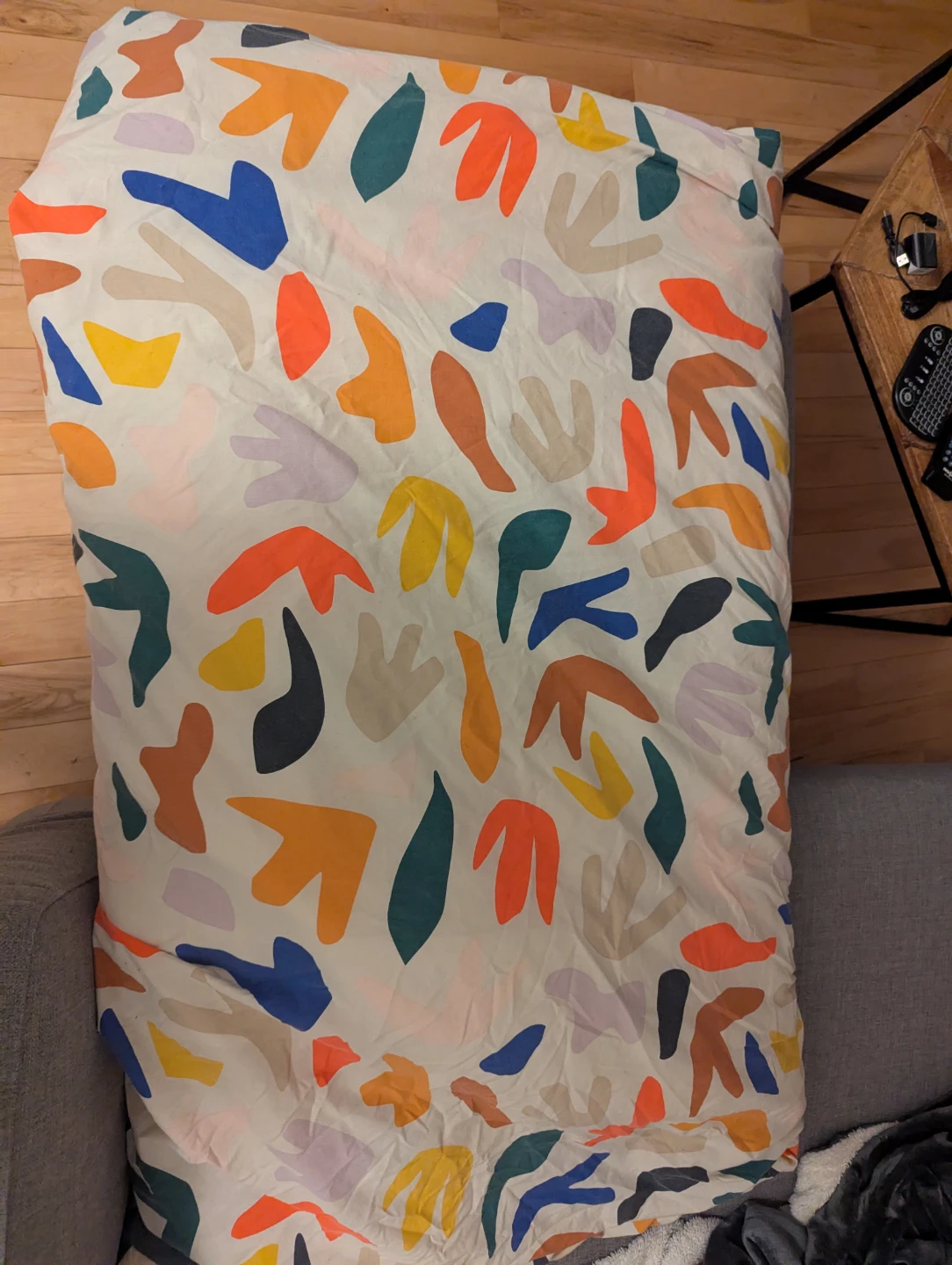 White Queen Duvet + Duvet Cover with Abstract Shapes