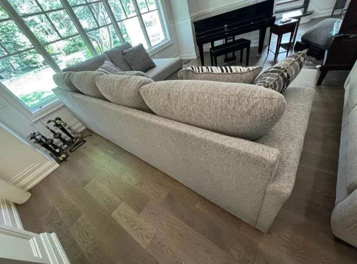 Light Gray U-Shaped Sectional Sofa with Throw Pillows - photo 2