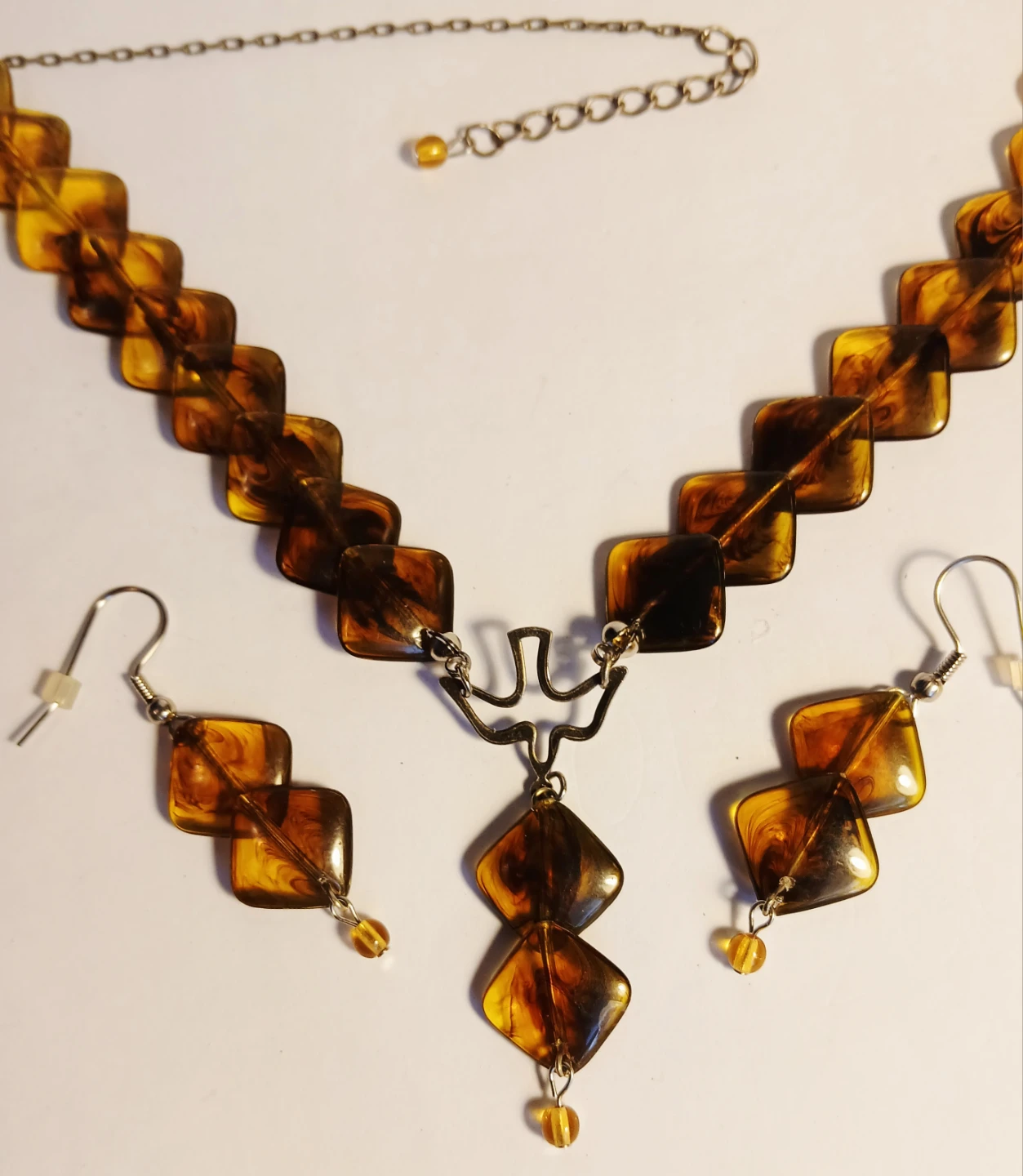 Amber coloured necklace and earring set - photo 2