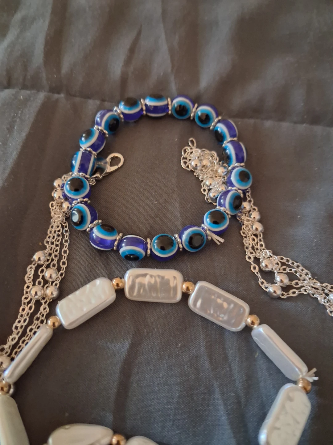 Women's Beaded Bracelets and Silver Layered Necklace Set - photo 3