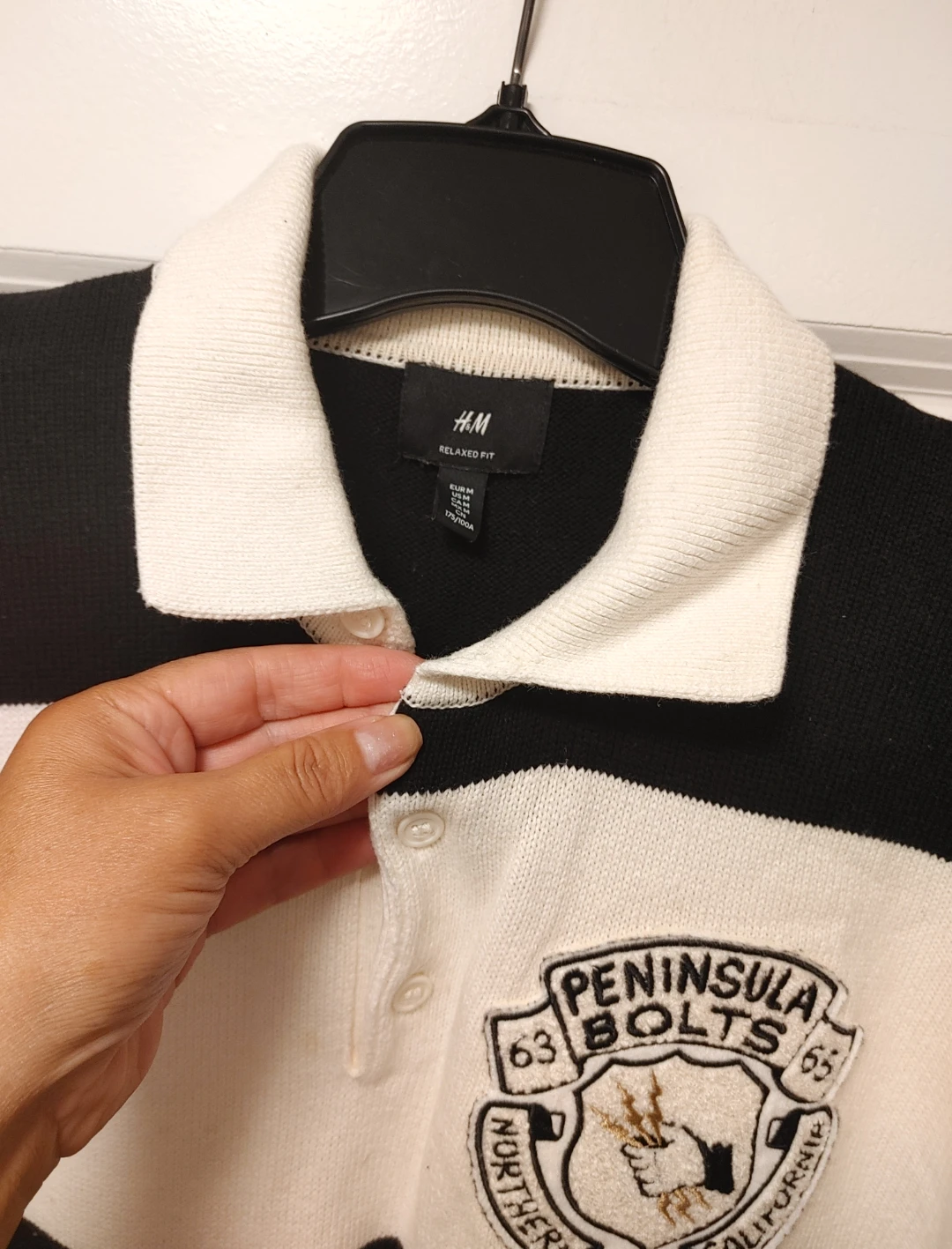 H&M Men's Striped Rugby Knit Polo Sweater - photo 5