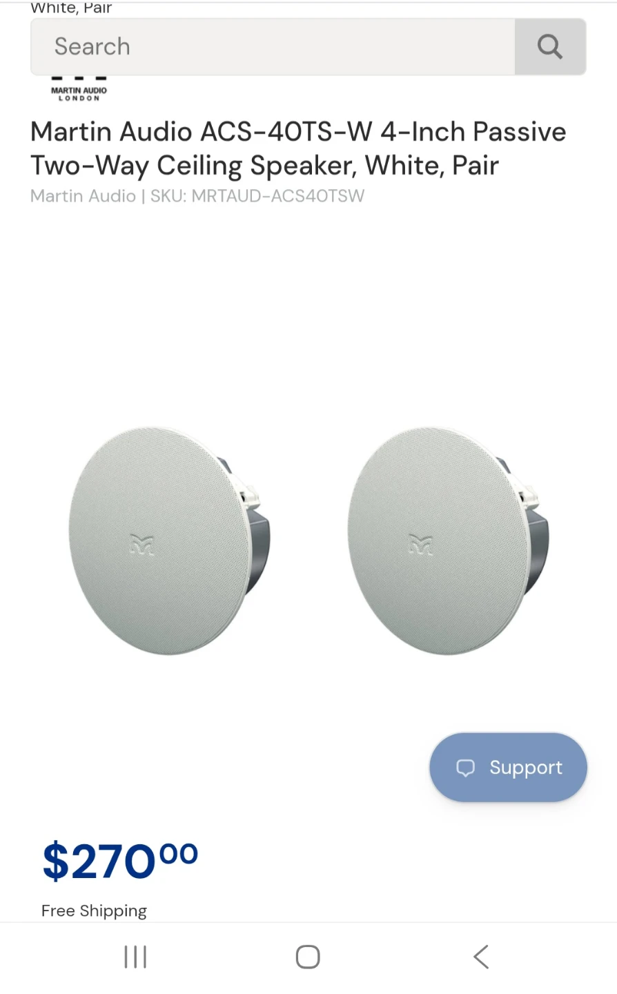 Martin Audio ACS-40TS-W 4-Inch Ceiling Speakers, White, Pair
