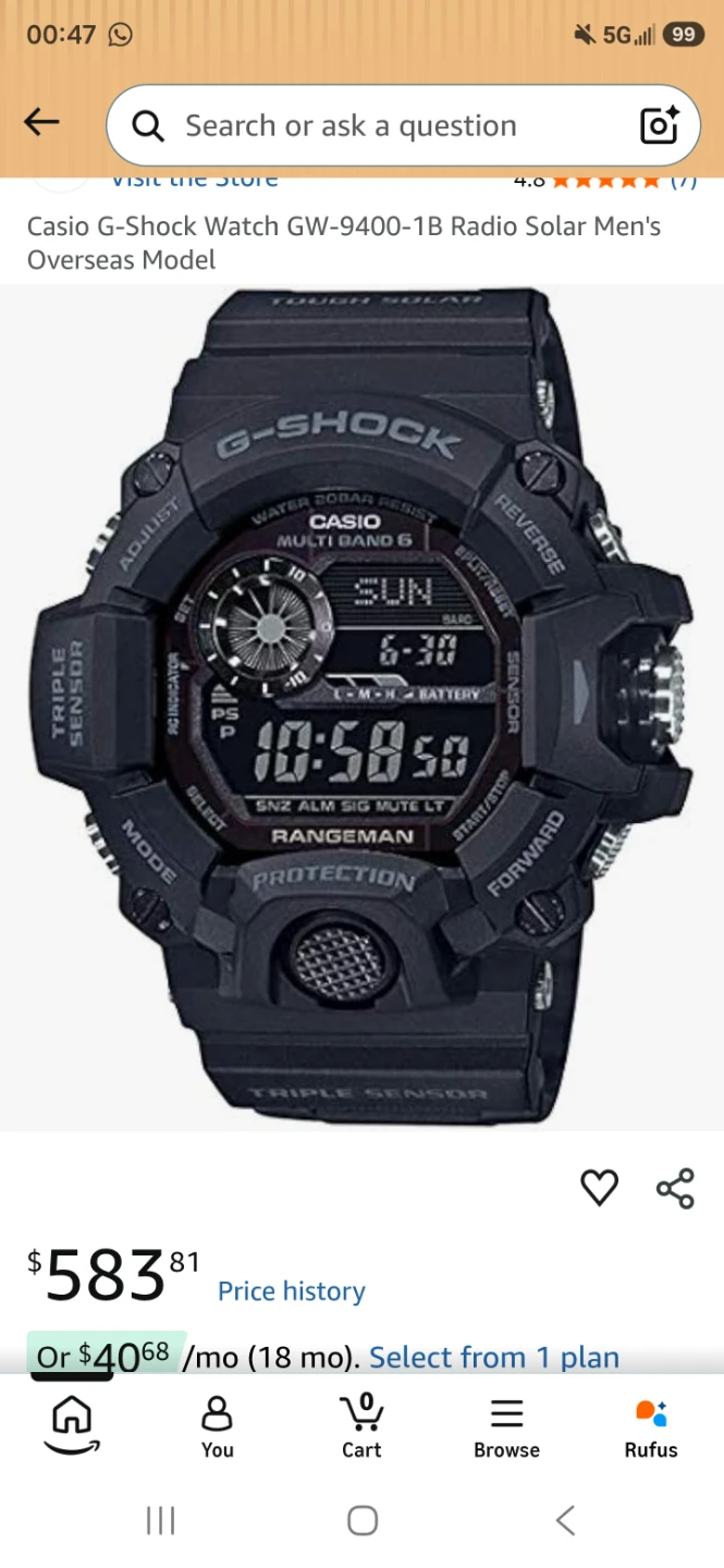 Casio G-Shock GW-9400-1B Rangeman Watch