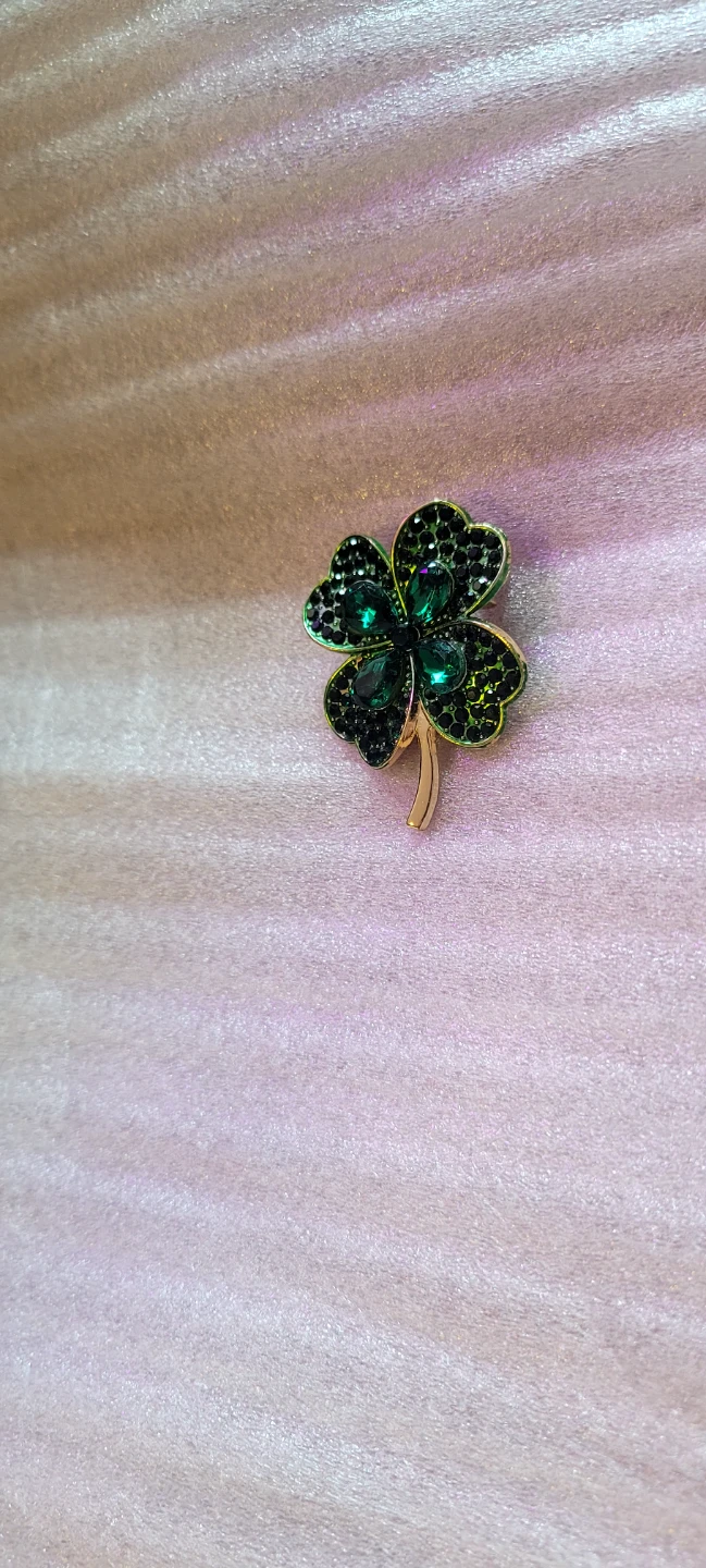 Four Leaf Clover Pin with Green Gems - photo 5