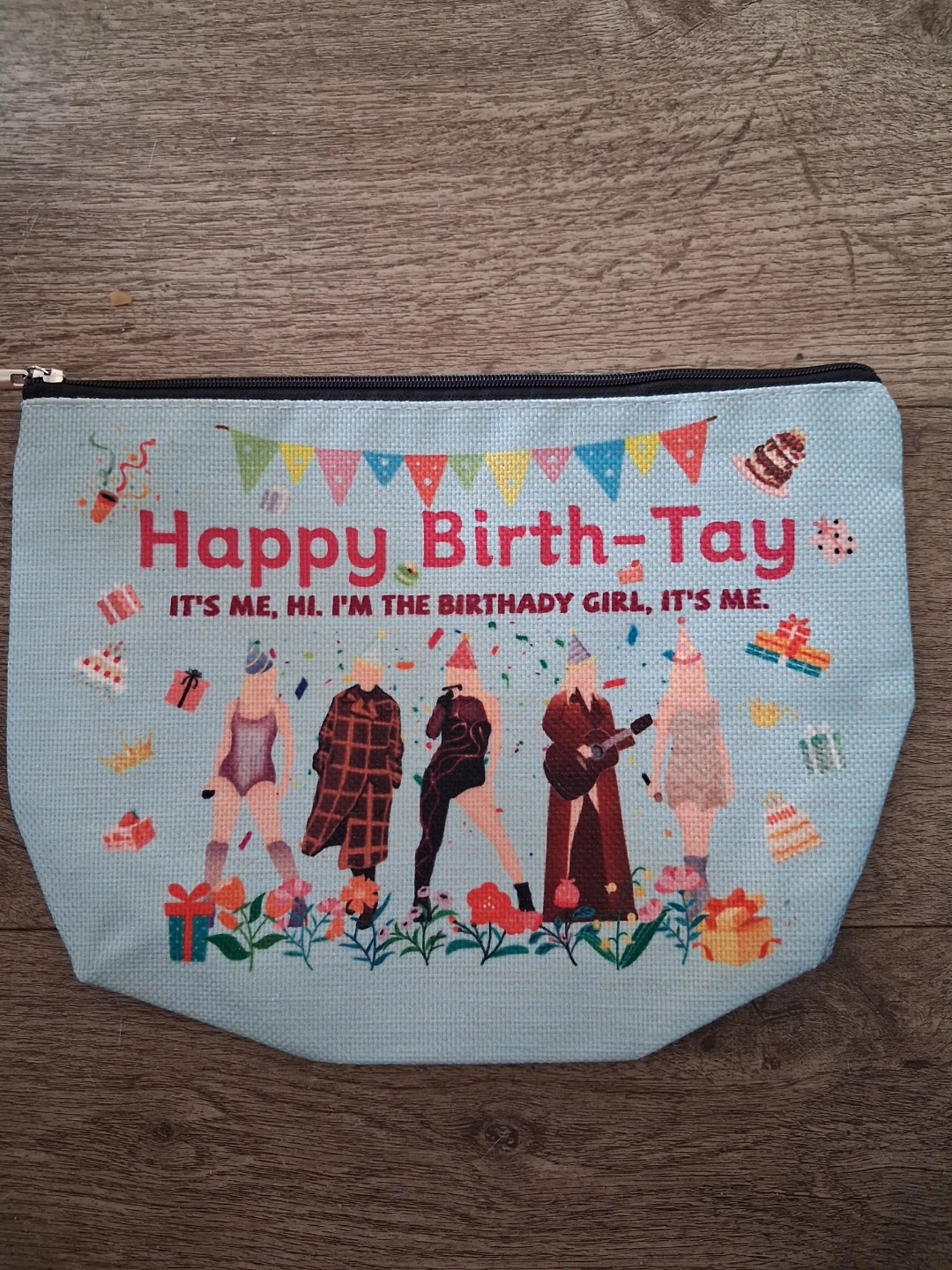 Happy Birth-Tay Zippered Makeup Bag