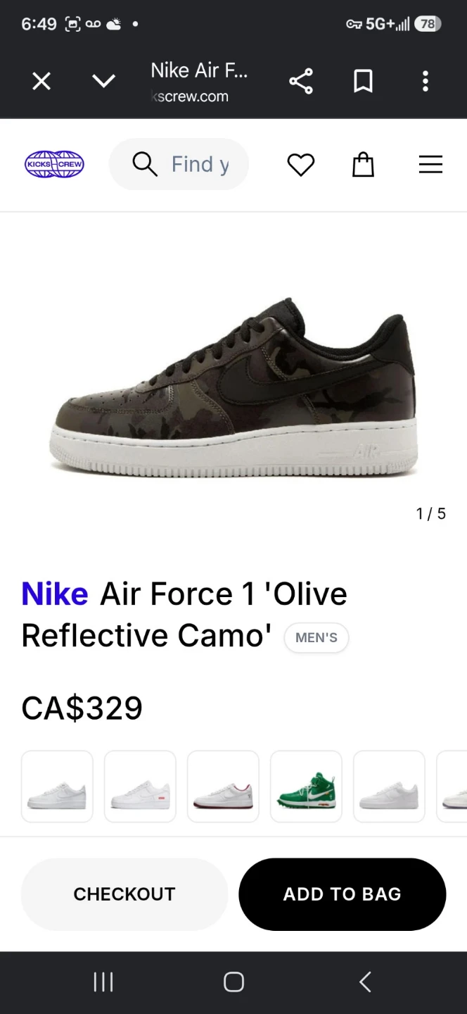 Nike Air Force 1 'Olive Reflective Camo' Sneakers - photo 2