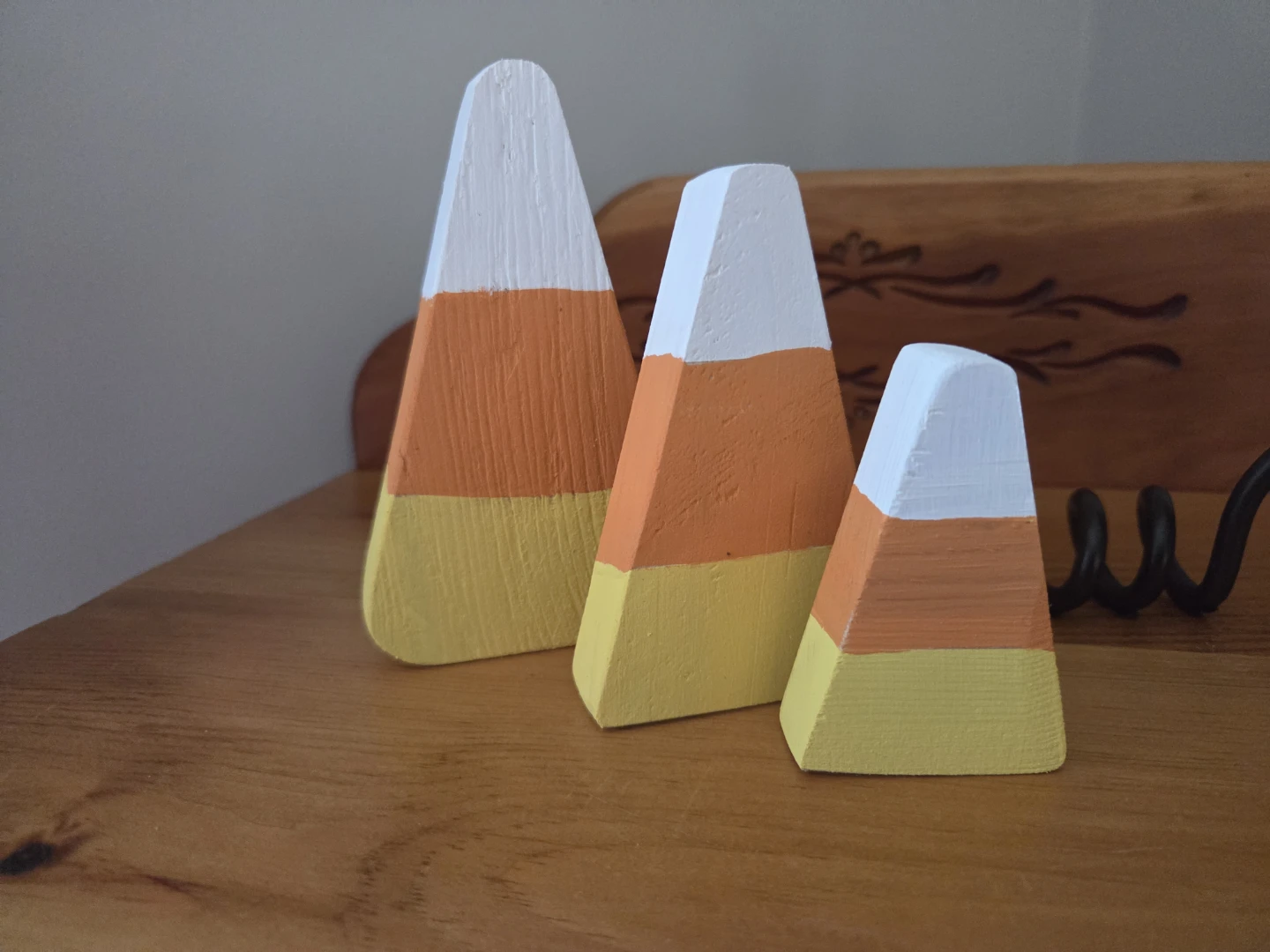 Wooden candy corn