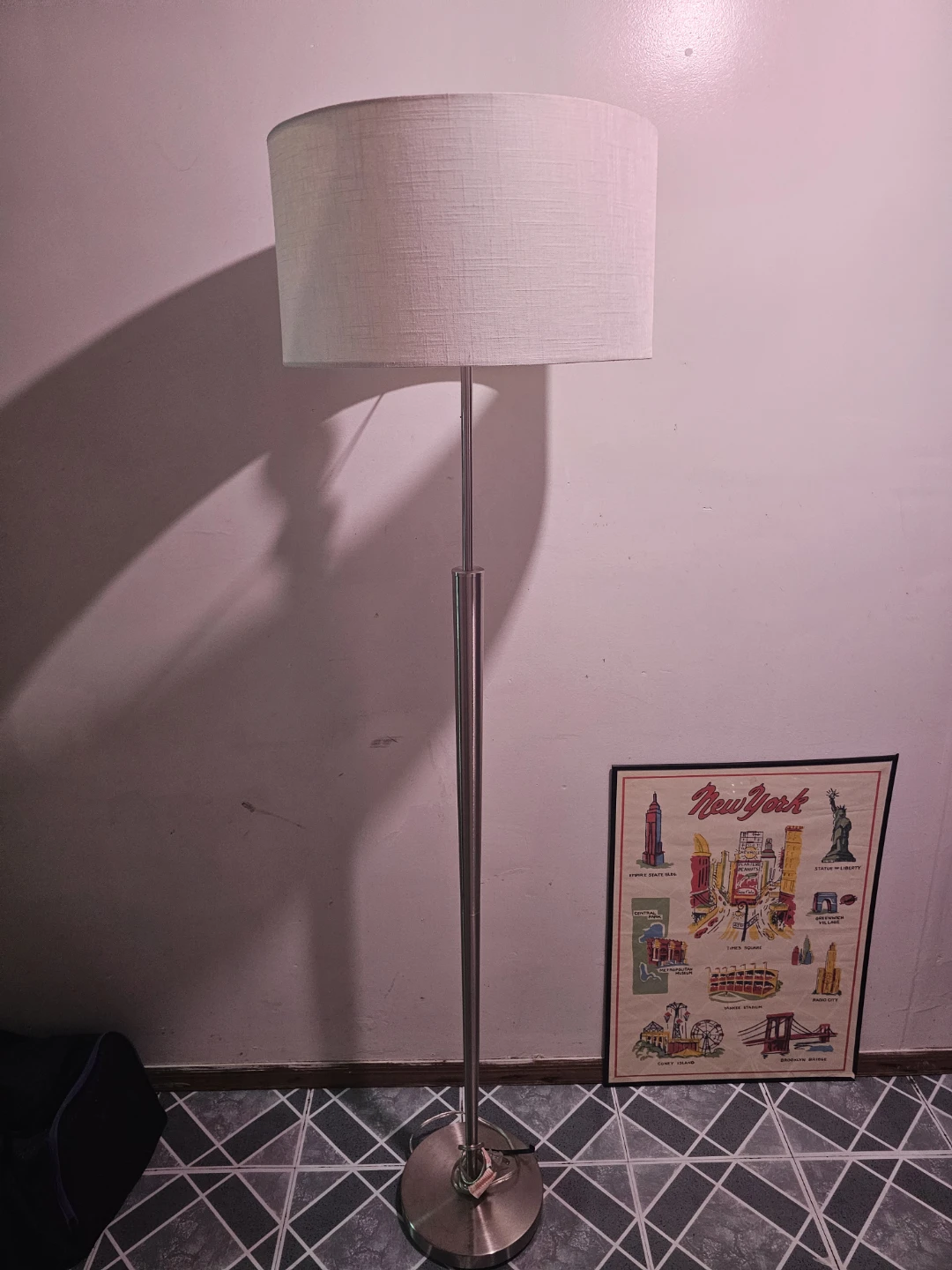 Modern Floor Lamp with White Drum Shade