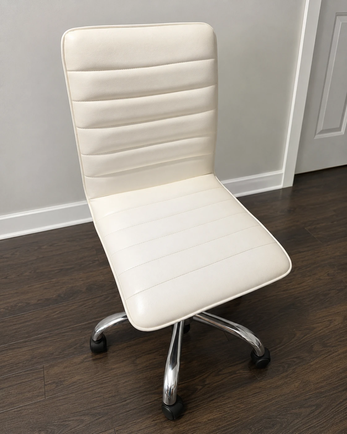 White Faux Leather Office Chair